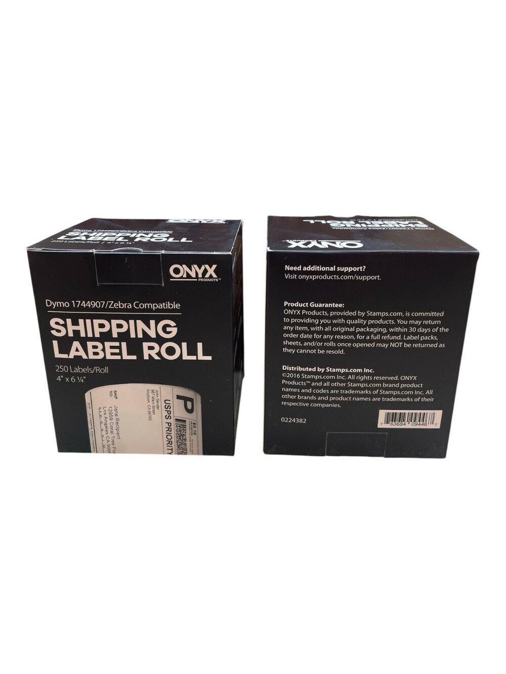 Onyx Shipping Label 2 ROLLS 4" x 6.25" Dymo 1744907 Zebra Compatible 250ea